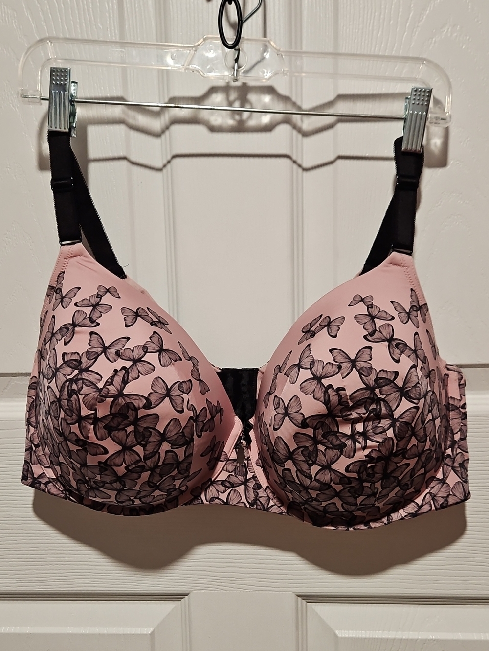 Women’s Pink Butterfly Print T-Shirt Underwire Bra
